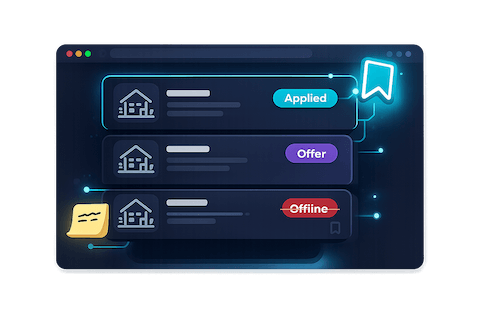 Inserateverwaltung mit Statusbadges und Notizen